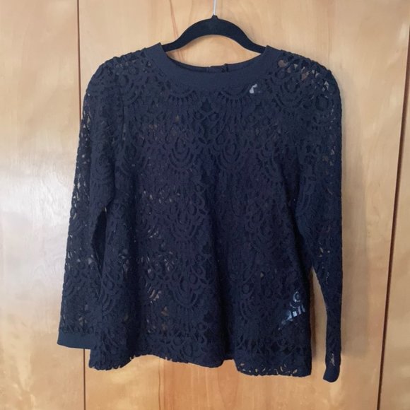 EUC Banana Republic Corded Lace Button Back Top - Picture 1 of 5